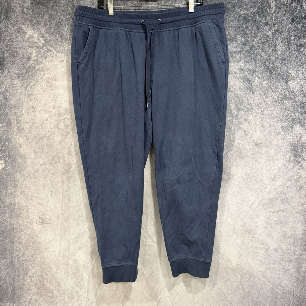 Orvis Men’s XL Leg Blue Fleece Jogger Sweatpants Drawstring Cuffed Washwear
